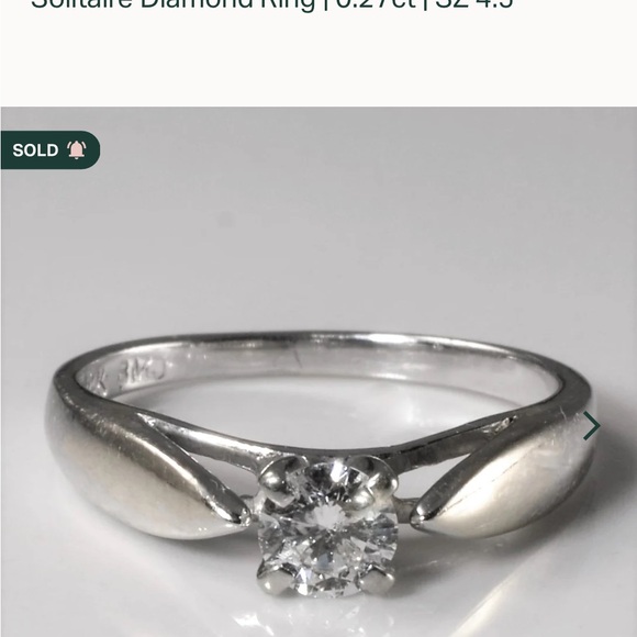 Solitaire ring which is natural diamond with radiant shine  in white gold. - Picture 7 of 10